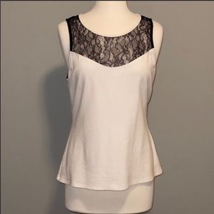 Express white sleeveless top with lace detail NWT